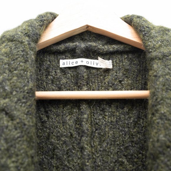 Alice + Olivia Army Green Oversized Open Vest - Picture 3 of 6